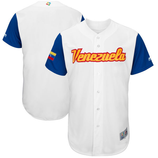 customized Men Venezuela Baseball Majestic White 2017 World Baseball Classic Authentic Team Jersey->atlanta braves->MLB Jersey